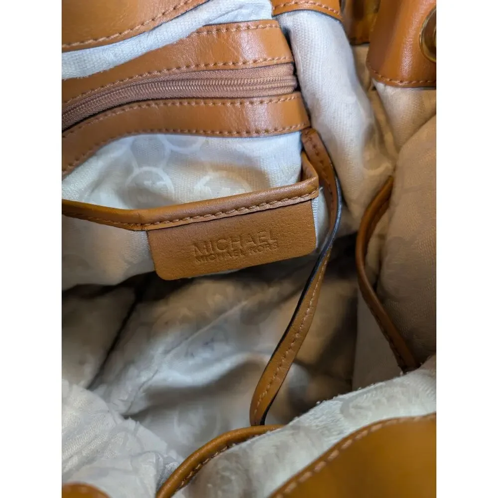 Michael Kors Marina Canvas Rope Tassel Large Bucket Bag Drawstring Blue